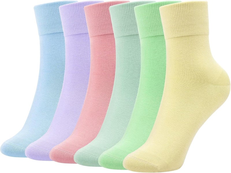 Socksfad Store 6 Pairs Thin Ankle Socks for Women, Womens Cotton Casual Dress Crew Lightweight Breathable Colorful Socks Size 5-9 - Image 1